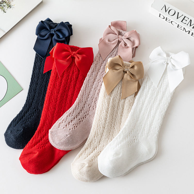 Baby Sock Oximeter - 夏の女の赤ちゃん靴下幼児弓ロング靴下子供ニーハイソフト綿メッシュスペイン子供通気性靴下 0-5 年