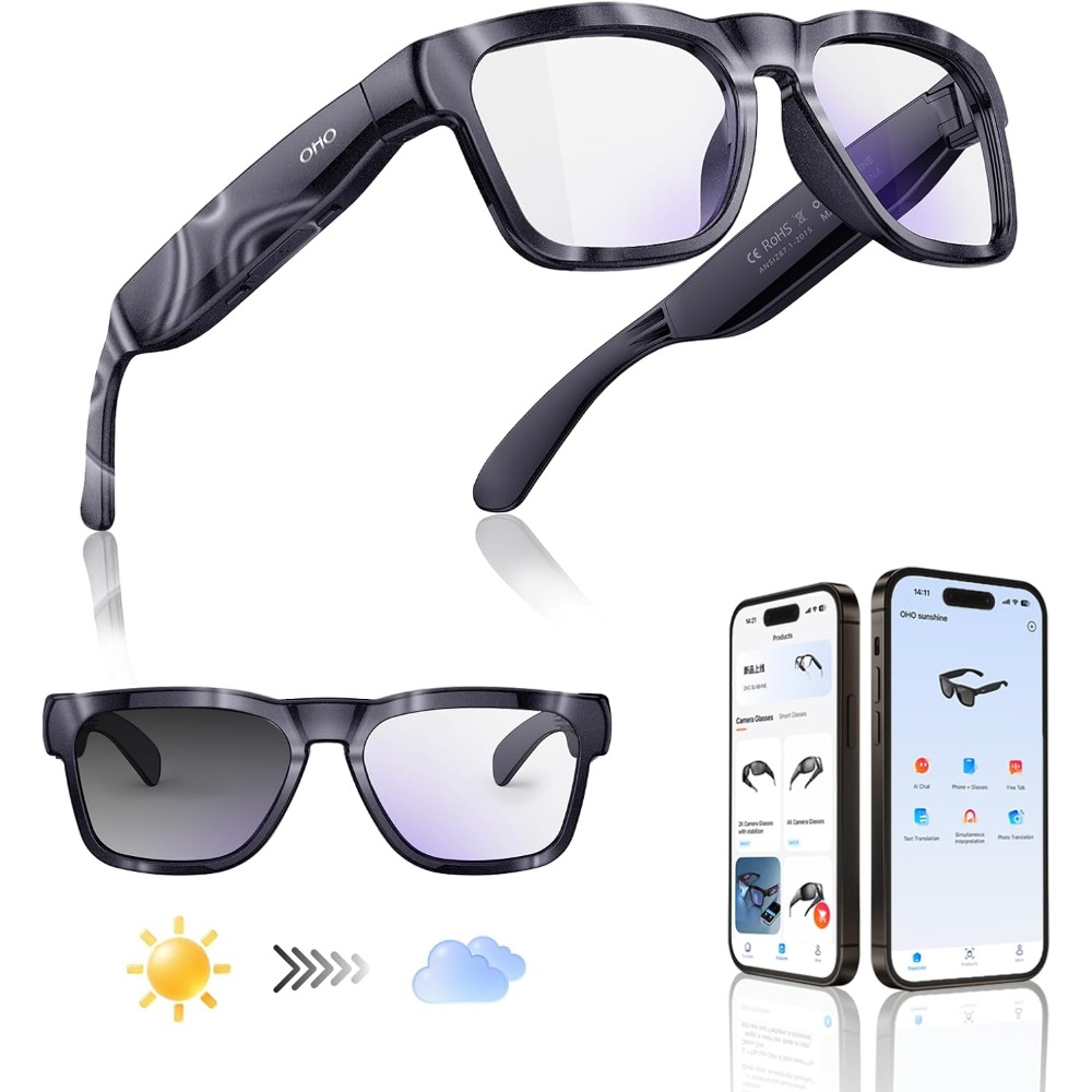 Smart Glasses Lens - スマートAIグラス（Bluetoothオーディオ、ハンズフリー通話、耐衝撃性フォトクロミックレンズ搭載）