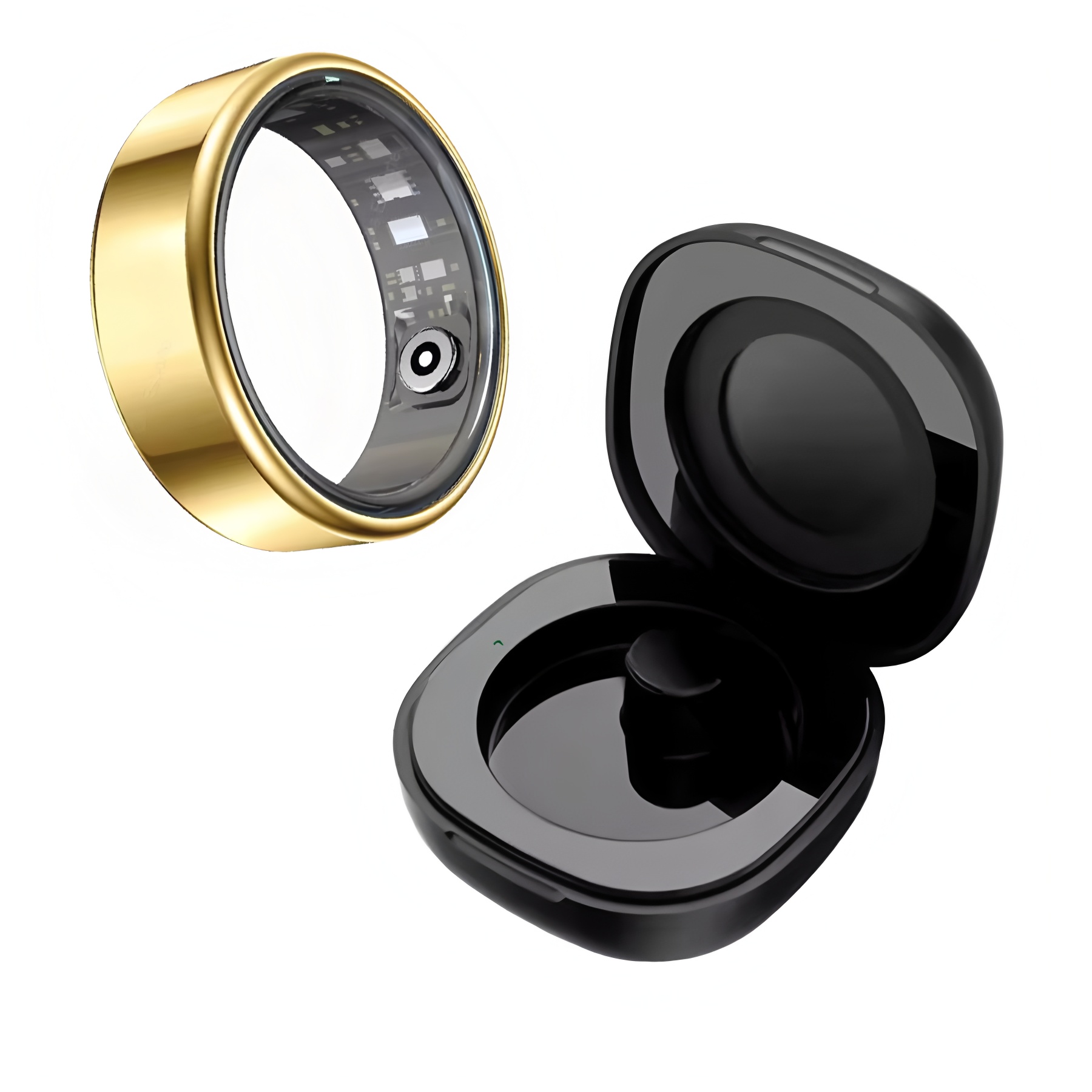 Temperature Ring Skin - R09 スマートリング男性女性充電ケース付き、心拍数血中酸素、皮膚温度モニター、5ATM 防水 Android iOS 用