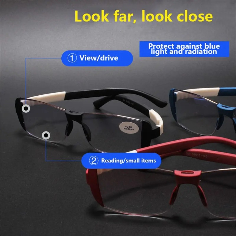 Light Therapy Glasses - 抗ブルーライトメガネ 磁気療法老眼鏡 インテリジェント遠近両用読書用メガネ 完成品アイウェア