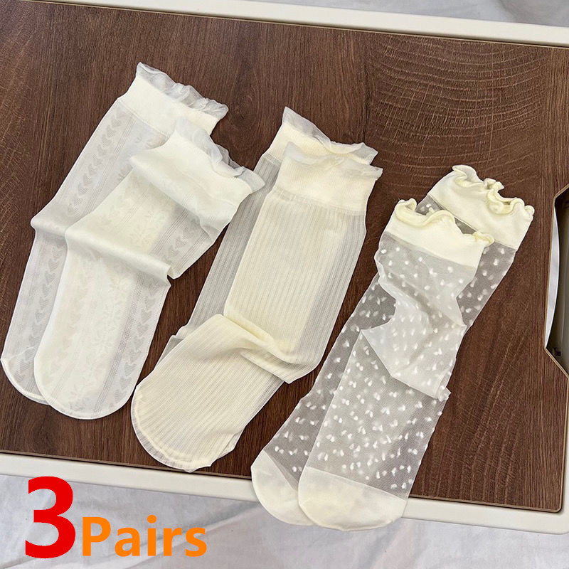 Baby Sock Oximeter - 3 ペア/ロット女の赤ちゃんニーハイソックスロングキッズソフトレースのものプリンセス靴下フリル 2-12 年かわいい女の子の靴下
