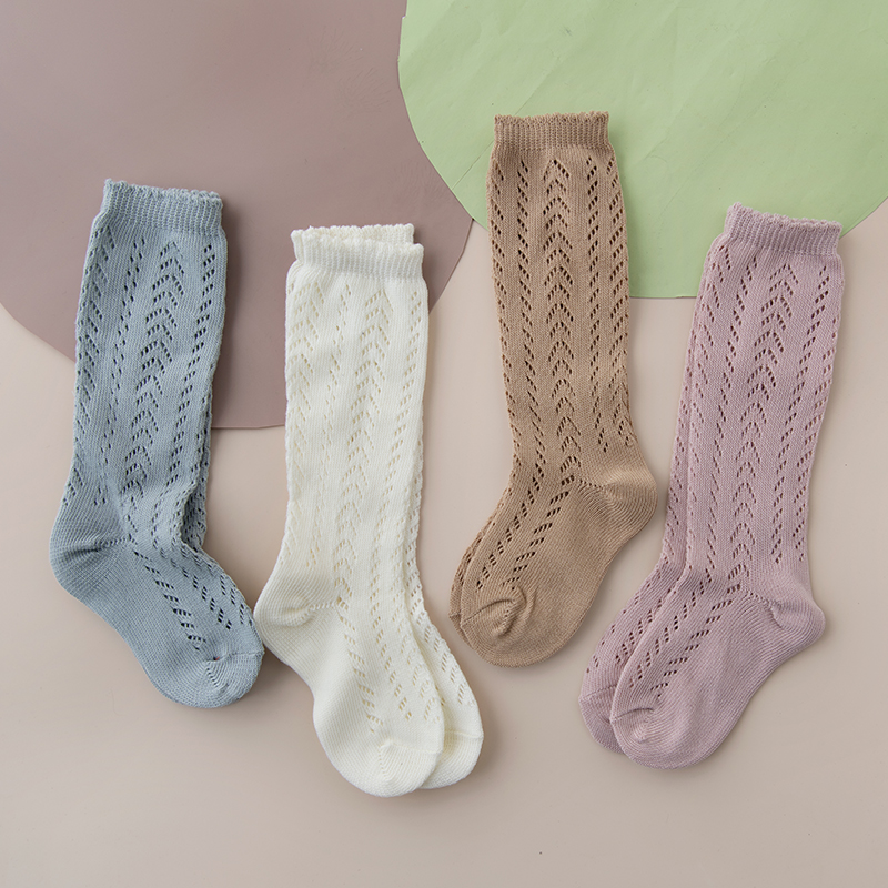 Baby Sock Oximeter - 子供用ニーハイソックス,コットンソックス,ロングチューブ,プリンセスメッシュ,透かし彫り,女の赤ちゃん,子供,夏,新品