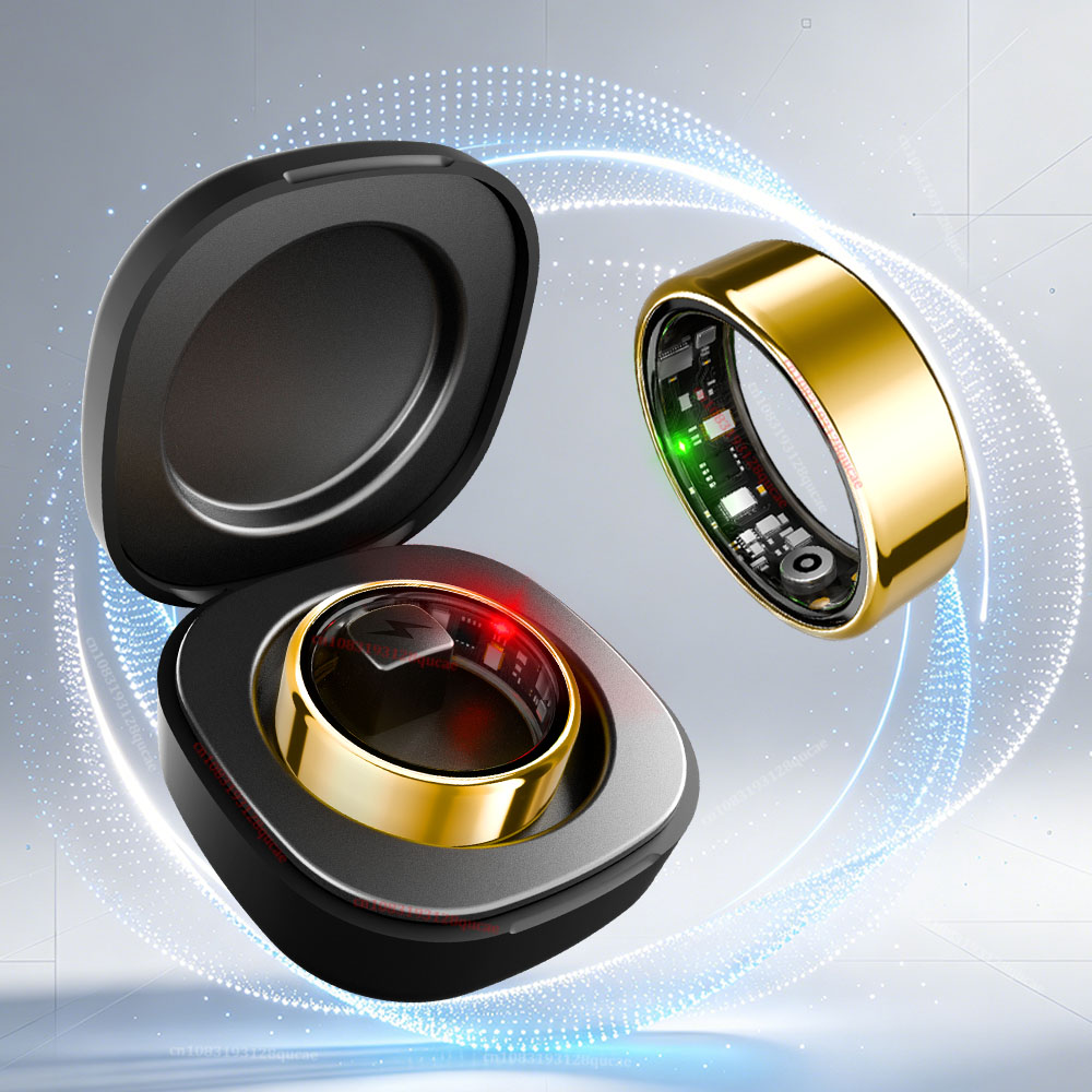 Temperature Ring Skin - R09 スマートリング男性女性用充電ケース付き、心拍数血中酸素、皮膚温度モニター、5ATM 防水 Android iOS 新品