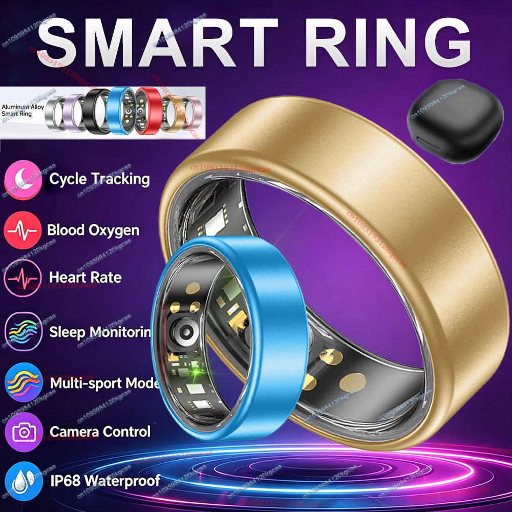 Temperature Ring Skin - R09 スマートリング男性女性用充電ケース付き、心拍数血中酸素、皮膚温度モニター、5ATM 防水 Android iOS 新品