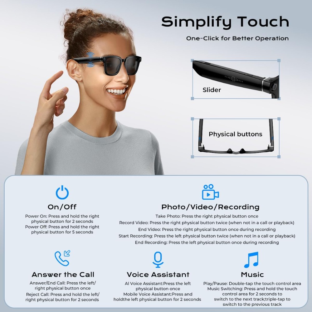 スマートHDカメラメガネ（ビデオ・写真撮影機能付き）、旅行や - Smart Glasses Lens のレビューと価格