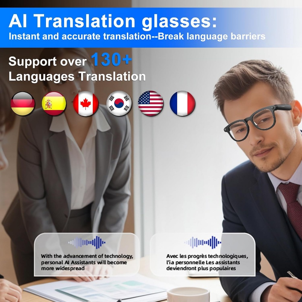 HDカメラ、リアルタイム翻訳、音楽、ハンズフリー通話機能搭載 - Smart Glasses Lens のレビューと価格