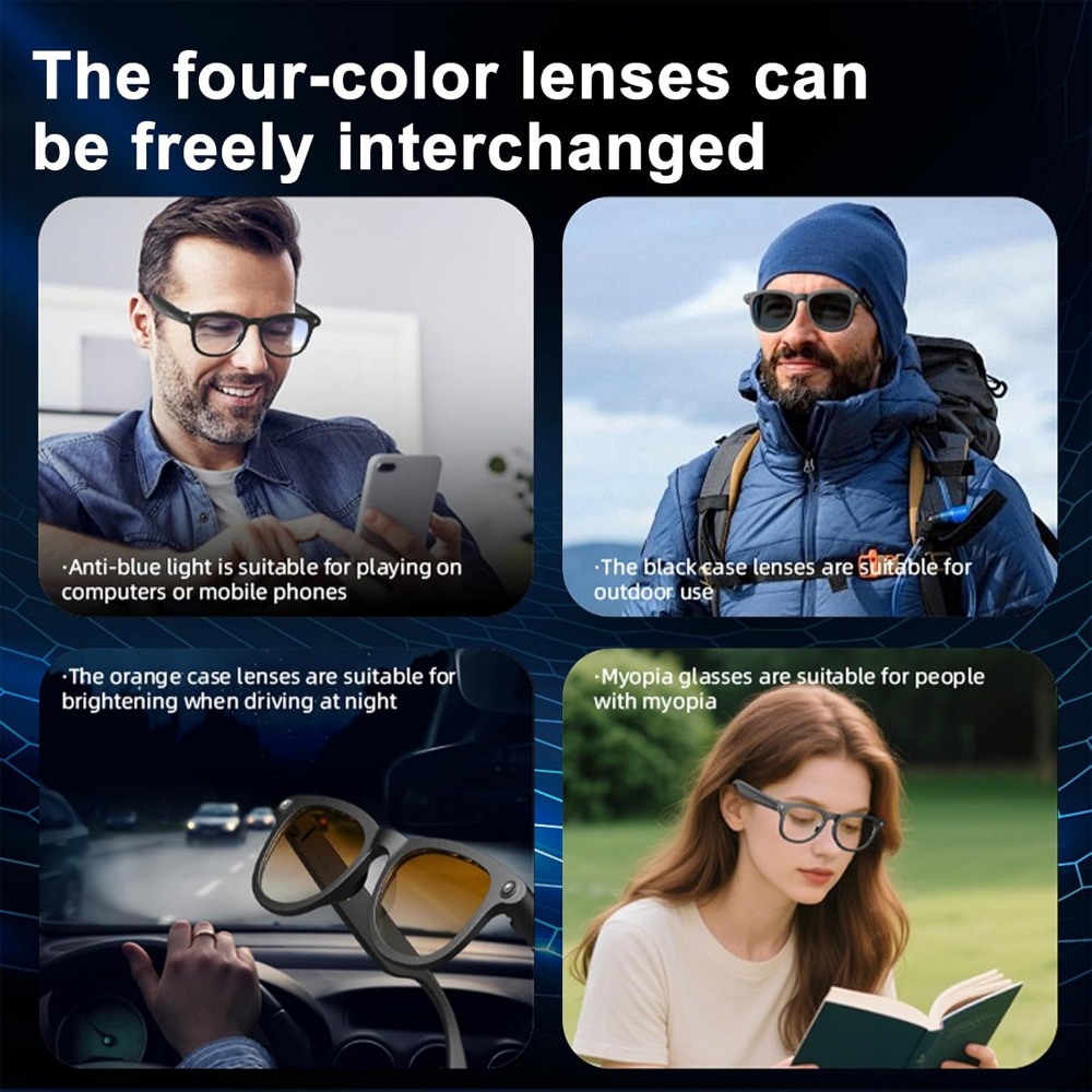 HDカメラ、リアルタイム翻訳、音楽、ハンズフリー通話機能搭載 - Smart Glasses Lens のレビューと価格