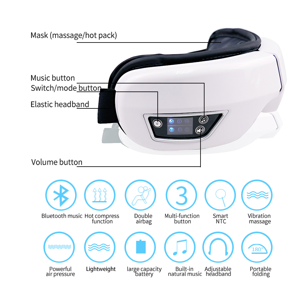 電動アイマッサージャー Bluetooth 音楽空気圧振動マ - Light Therapy Glasses のレビューと価格