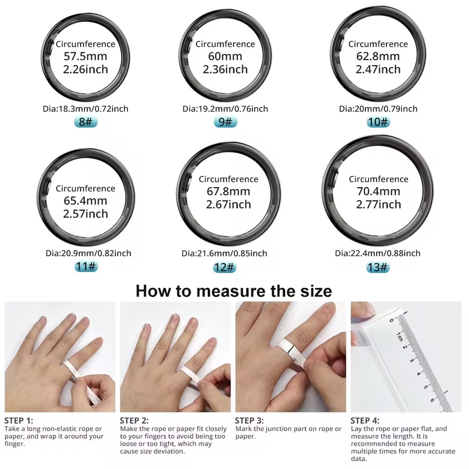 R09 スマートリング男性女性充電ケース付き、心拍数血中酸素 - Temperature Ring Skin のレビューと価格