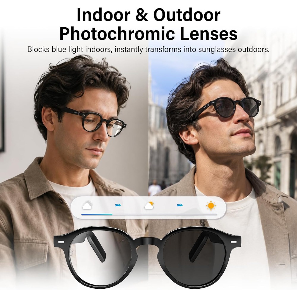 AIスマートグラス、145言語翻訳、調光レンズ、音楽と通話用 - Smart Glasses Lens のレビューと価格