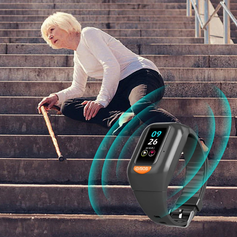 最新の高齢者 4 グラムスマートウォッチメンズカラースクリー - Fall Detection Watch のレビューと価格