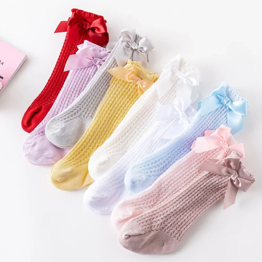 薄いコットンメッシュソックス,韓国のボウ,白いストッキング, - Baby Sock Oximeter のレビューと価格