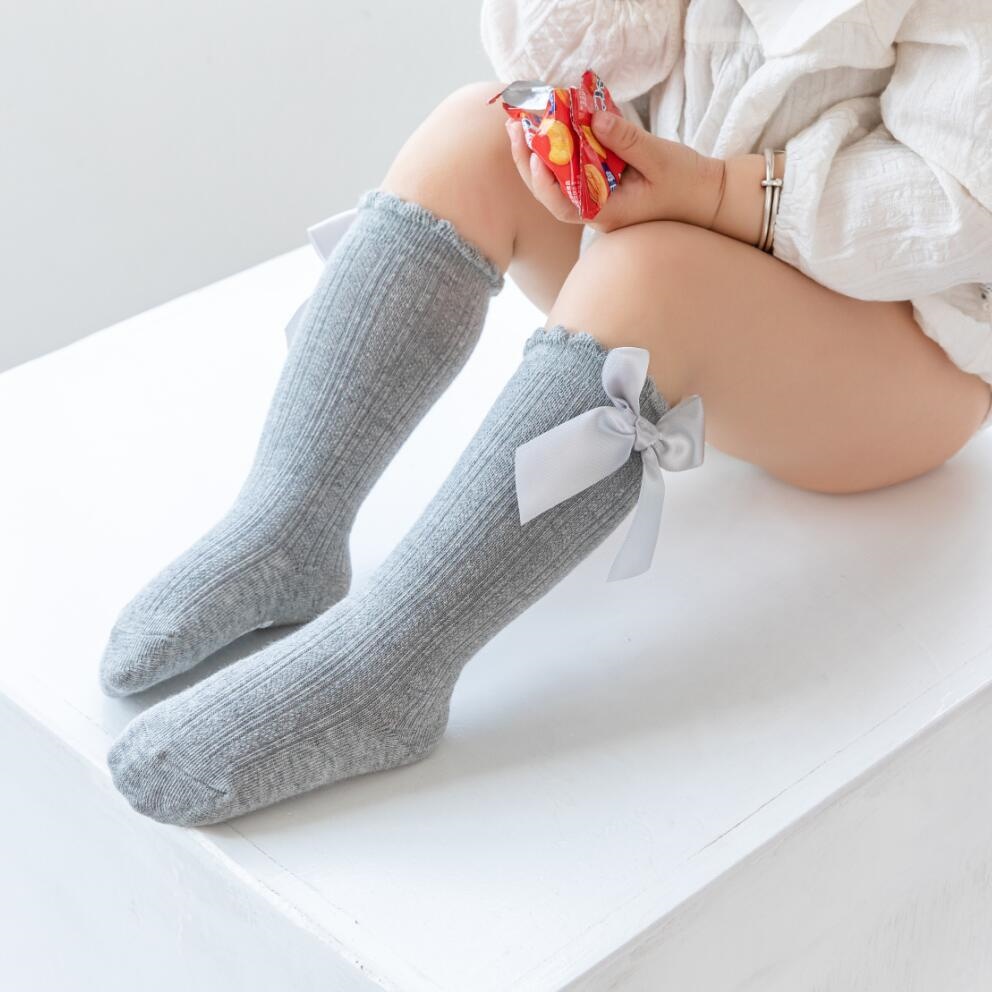 3 ペア/セット女の赤ちゃん靴下ビッグリボンニーハイ子供のホ - Baby Sock Oximeter のレビューと価格