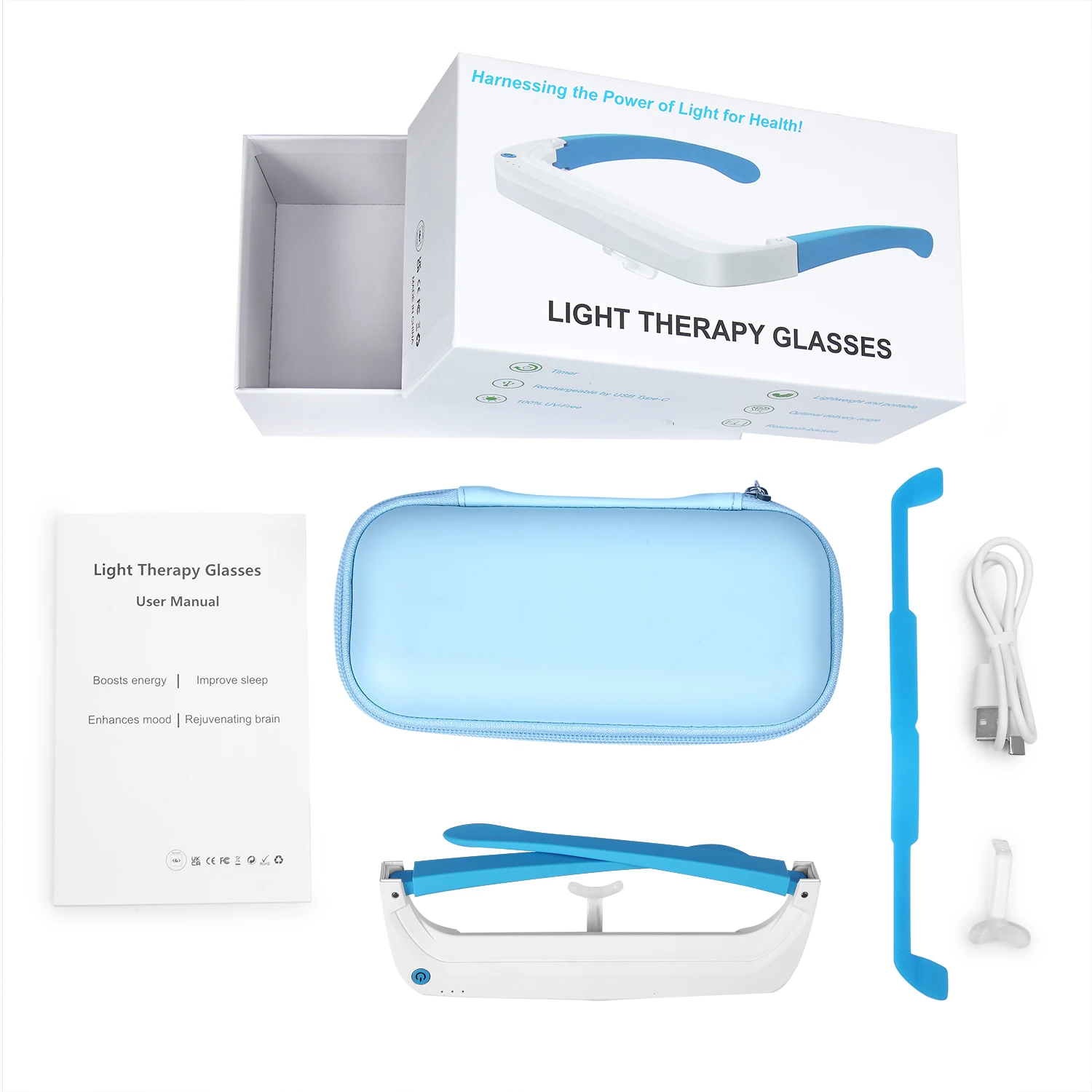 SAD光線療法メガネ 赤青光線療法 目の疲れ解消 くま解消  - Light Therapy Glasses のレビューと価格