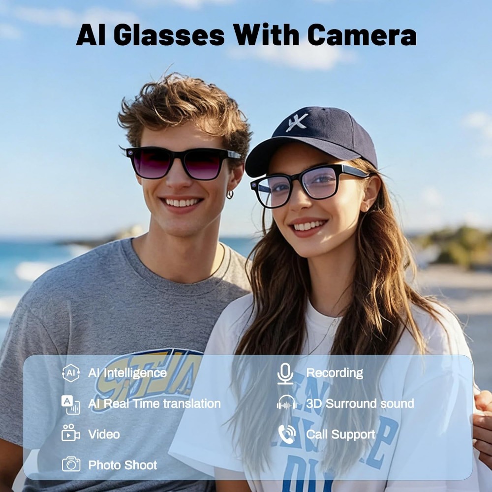 AI翻訳、Bluetooth通話、8時間音楽再生スマートグラ - Smart Glasses Lens のレビューと価格