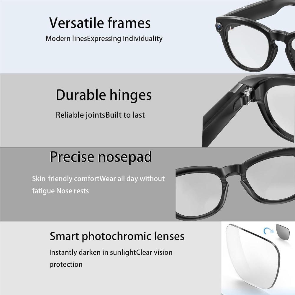 スマートグラス：4Kカメラ、Bluetooth、翻訳機能、自 - Smart Glasses Lens のレビューと価格