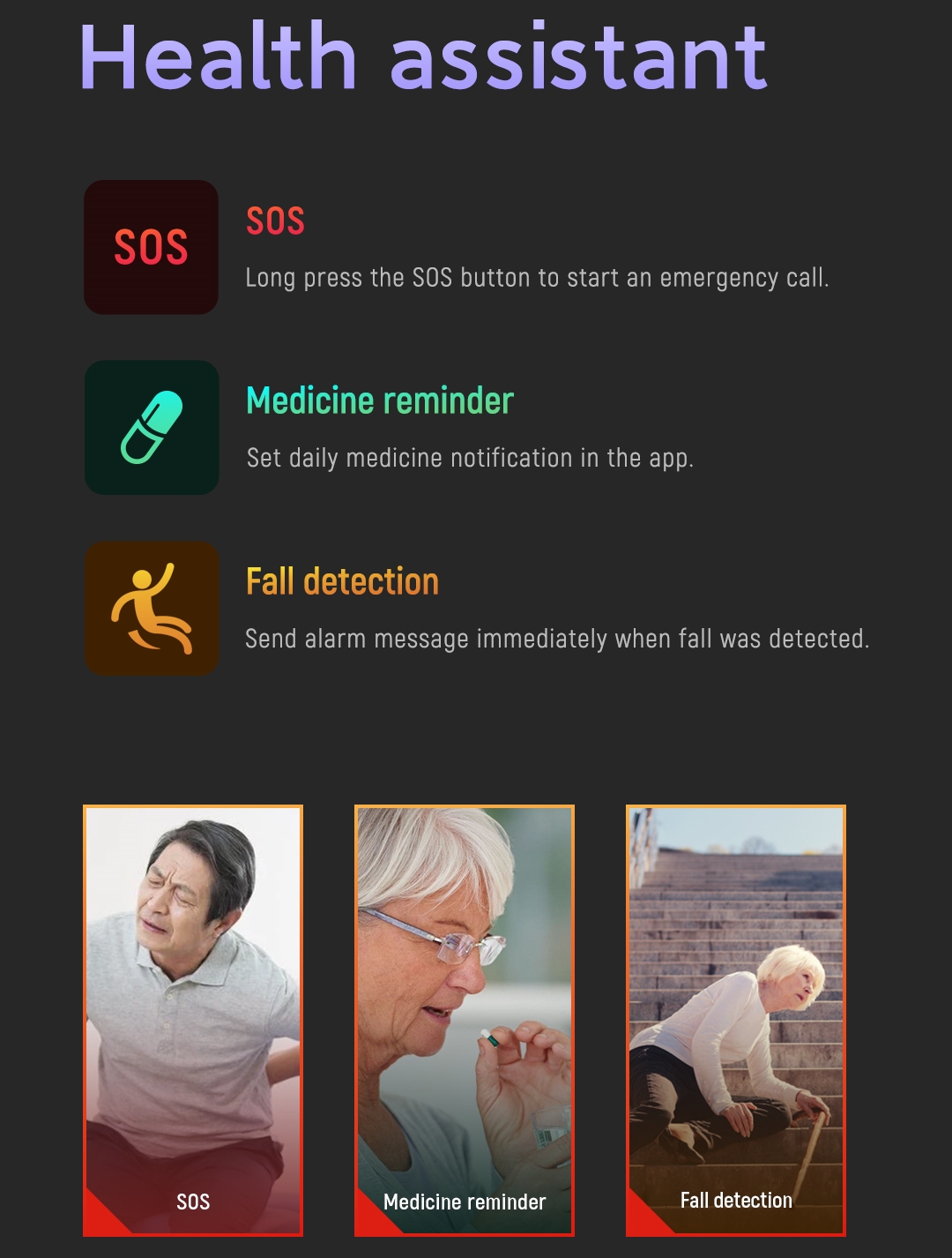 転倒検知スマートウォッチ高齢者向け子供用GPSウォッチ4G  - Fall Detection Watch のレビューと価格